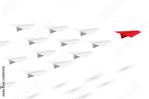 KOL red white paper plane flying at common goal