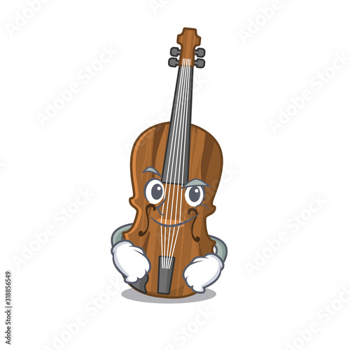 Cool violin mascot character with Smirking face