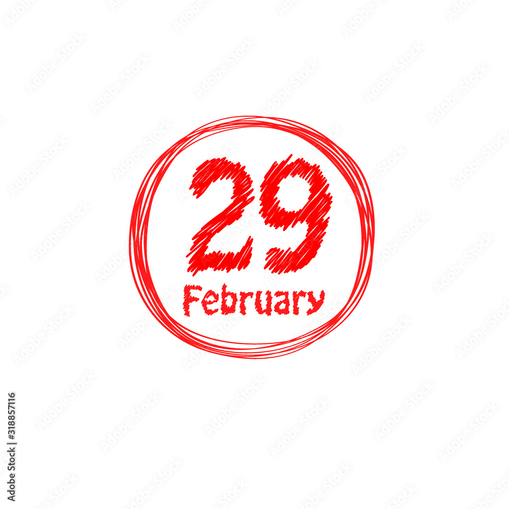 29 February LEAP DAY Logo Sketch Drawing 29 February LEAP DAY Logo Sketch Drawing