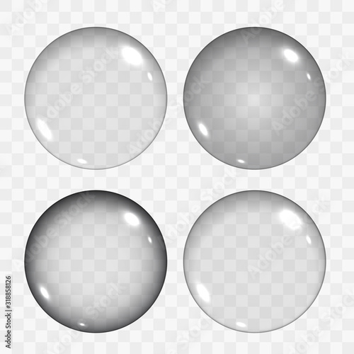 Set of Translucent Empty Glass Spheres or Circles