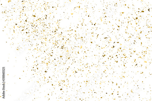 Gold Glitter Texture Isolated On White. Amber Particles Color. Celebratory Background. Golden Explosion Of Confetti. Design Element. Digitally Generated Image. Vector Illustration, Eps 10.