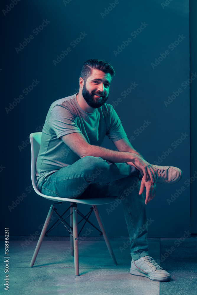Neon portrait of a young attractive man Neon portrait of a young attractive man
