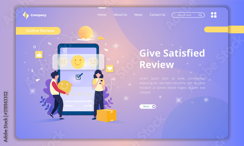 Give satisfied reviews for customer feedback concept on landing page