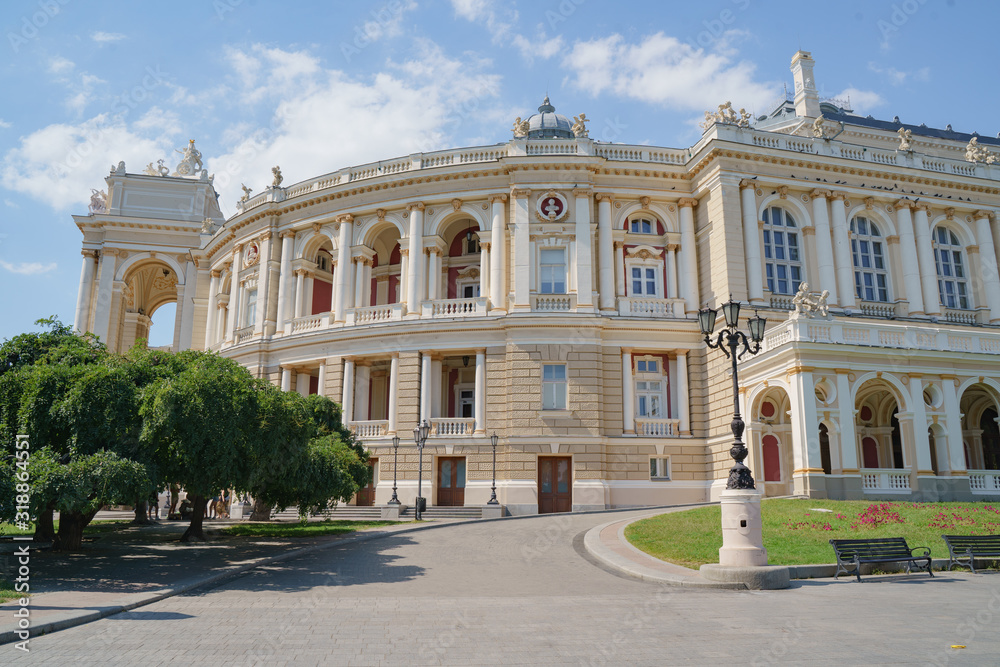 Odessa Opera House. Vintage beautiful building. Summer trip.