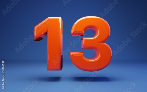 Lush Lava 3d number 13. 3D rendering. Best for anniversary, birthday party, celebration.