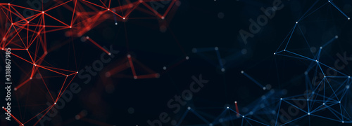 Abstract digital connection dots and lines. Technology background. Network connection structure. Plexus effect. 3d