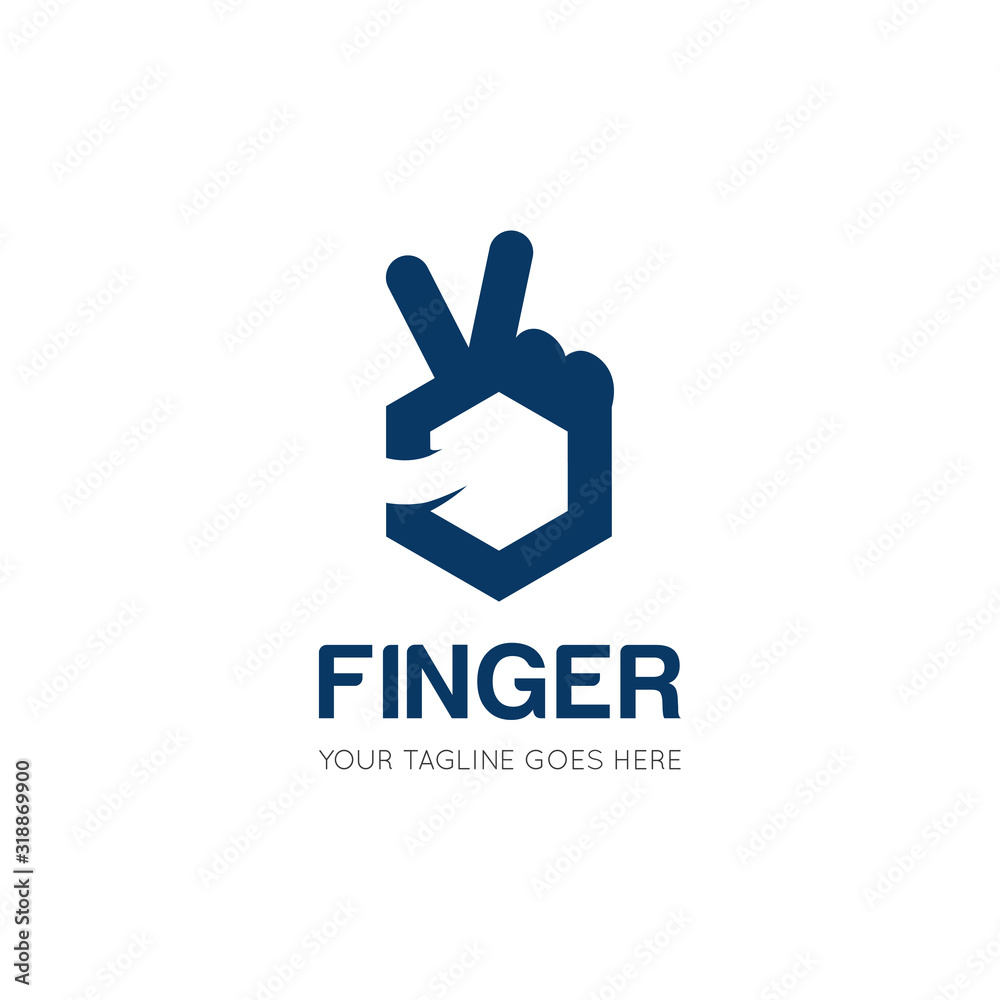 number two finger logo, peace with finger icon vector illustration design template