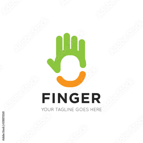 number five finger logo, fifth with finger icon vector illustration design template