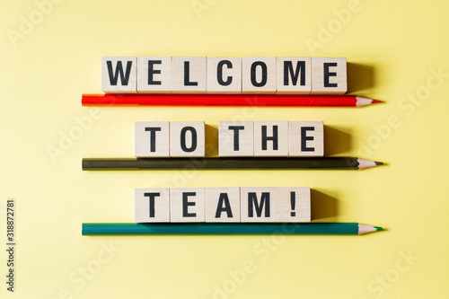 Welcome to the team word concept on cubes