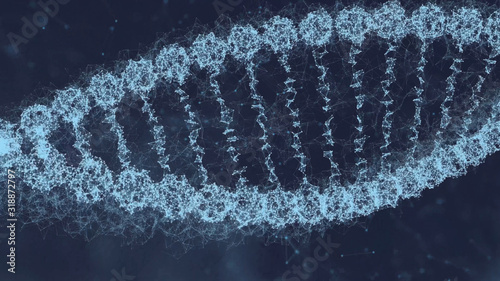 DNA molecule on ditigal blue background. Genetics concept. Animation of DNA construction. DNA molecule For visuals, biology, biotechnology, medical dashboard. DNA futuristic footage photo