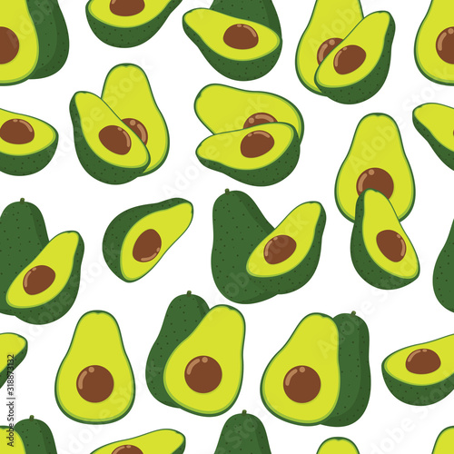 Green vector avacado seamless pattern background
