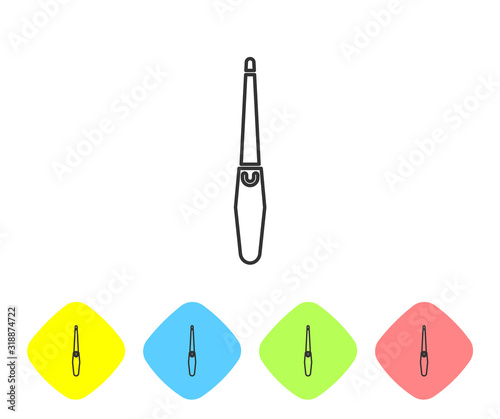 Grey line Nail file icon isolated on white background. Manicure tool. Set icons in color rhombus buttons. Vector Illustration