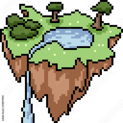 vector pixel art float island