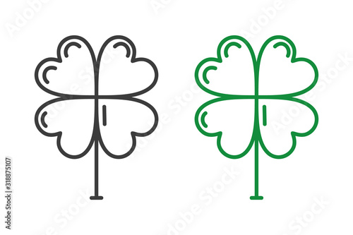 Four Leaf Clover icon isolated on white background. Shamrock symbol. Vector illustration.