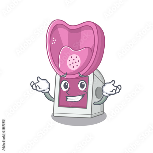 Super Funny Grinning steam inhaler mascot cartoon style photo