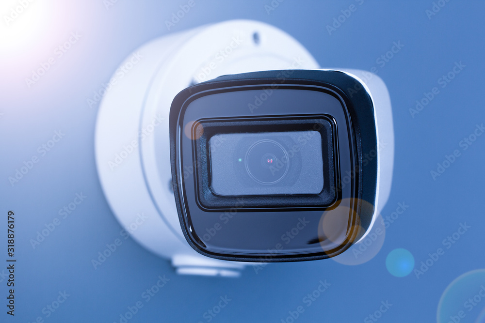 cctv camera video security on blue background. cctv camera video security on blue background.