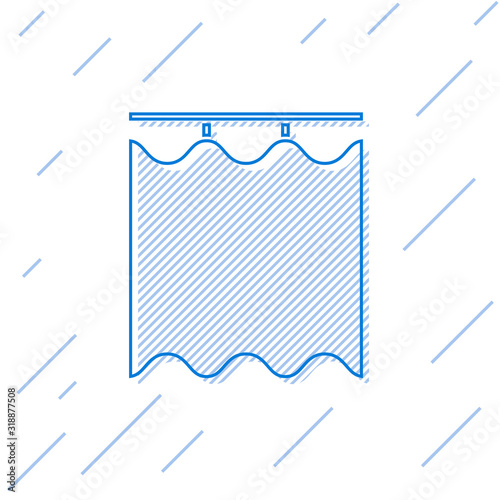 Blue line Curtains icon isolated on white background. Vector Illustration