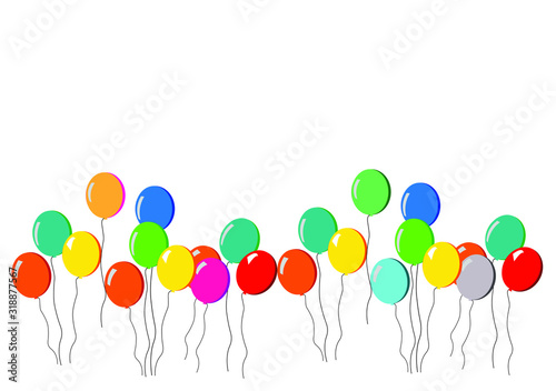 Colorful realistic helium balloons.Bunch of balloons in cartoon flat style isolated on white background. Vector set EPS 10.