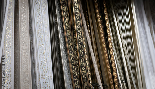 Decorative skirting boards in a construction shop