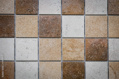 Brown ceramic mosaic on the...