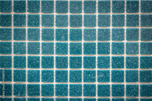 Blue ceramic mosaic on the wall as background