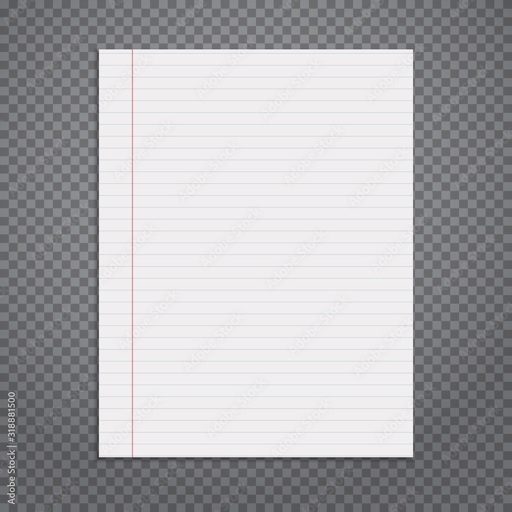 White lined notebook, copybook paper sheet is on dark squared background. Vector illustration White lined notebook, copybook paper sheet is on dark squared background. Vector illustration
