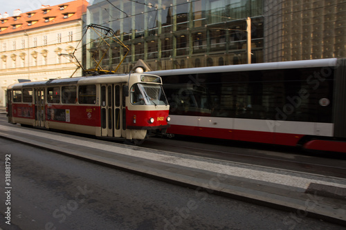 old tram in the city of prague