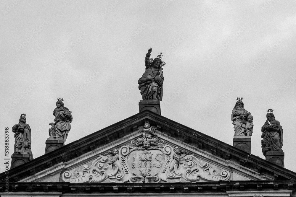 old staues in the roof, prague