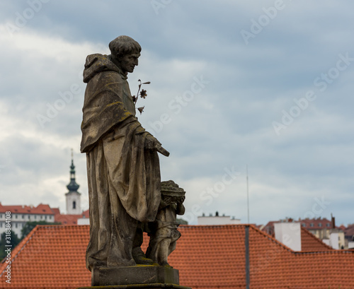 Sticker old statue in charles bridge in prague
