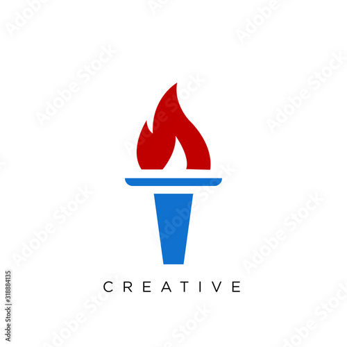 torch flame fire logo design