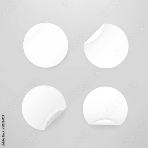 Blank white paper circular stickers vector collection