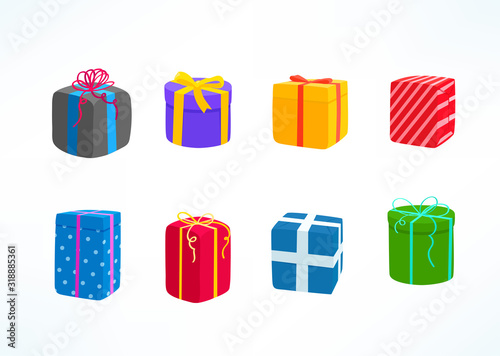 Color gift boxes vector clipart isolated on white
