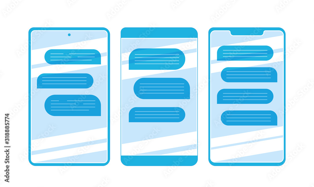 Vector template of modern smartphones with chat Vector template of modern smartphones with chat