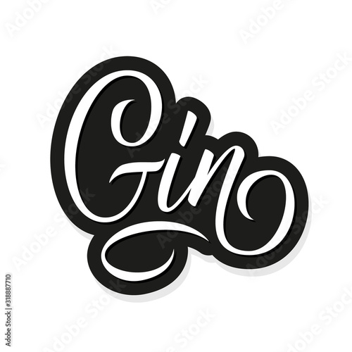 Gin handwritten inscription. Alcohol drink. Calligraphic element for your design. Vector illustration.