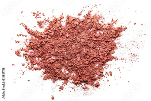 Canvas Print close up of face powder crushed pink eyeshadow as sample of cosmetics product is