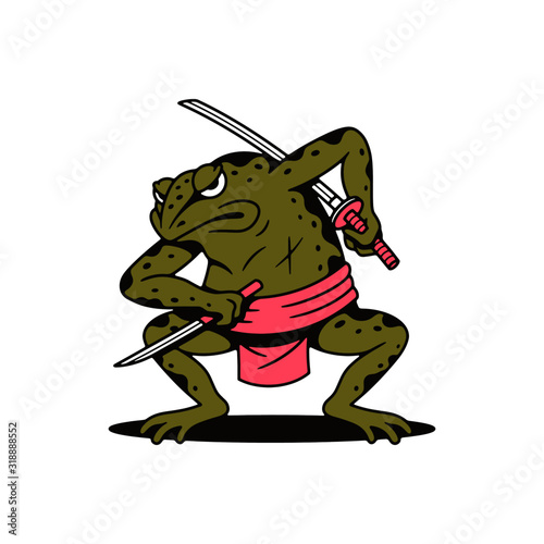SAMURAI FROG WITH KATANA COLOR WHITE BACKGROUND