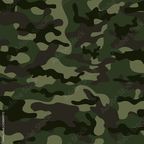 Green camouflage army pattern. Repeat print.