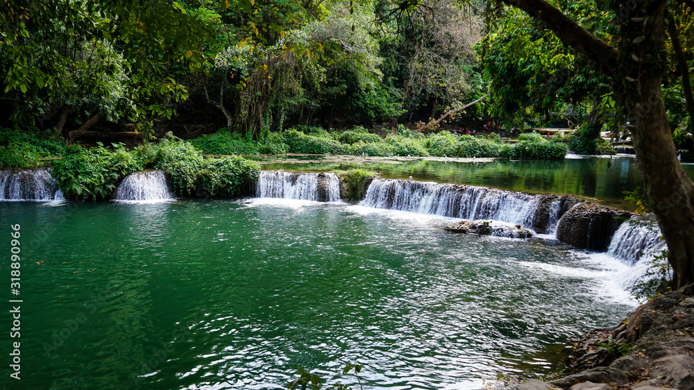 Green waterfall (Chet Sao Noi waterfall) in Thailand. Green waterfall (Chet Sao Noi waterfall) in Thailand.