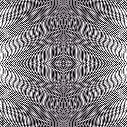 Moire effect. Geometric monochrome seamless vector background. Can be used as creative design of books, websites, business card, accessories for phones and tablet, title page, image for blog.