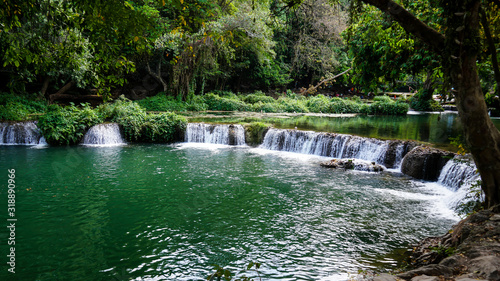 Green waterfall (Chet Sao Noi waterfall) in Thailand.