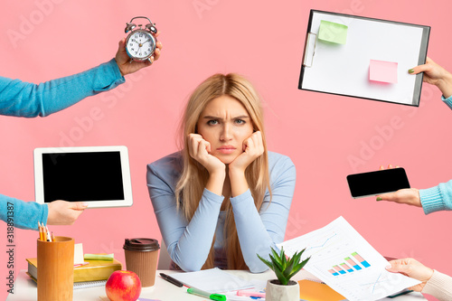 Fotografia Teenage girl is tired of school and homework