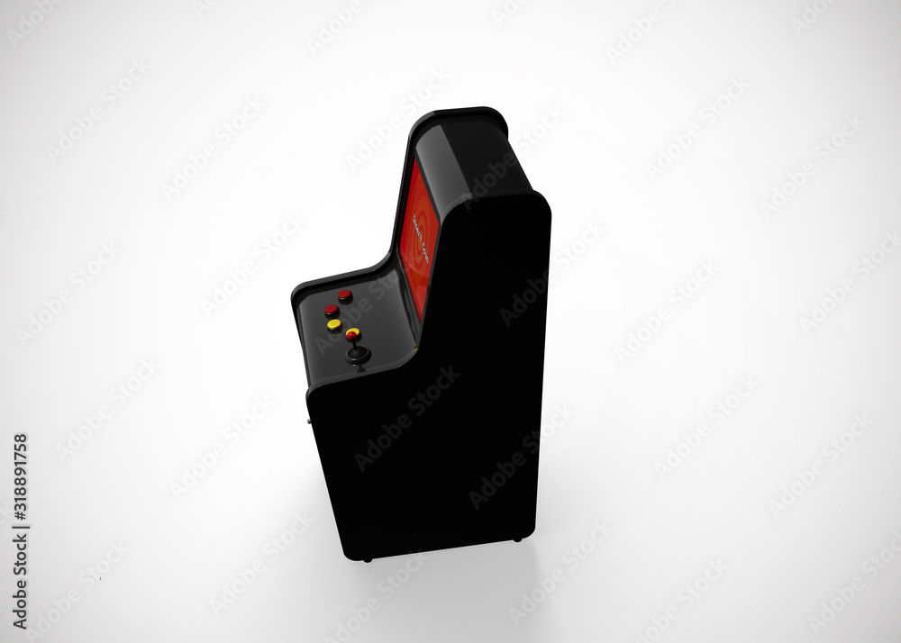 Arcade Machine Insert Coin Screen Retro Gaming Style With Joystick and Buttons 3D Render Arcade Machine Insert Coin Screen Retro Gaming Style With Joystick and Buttons 3D Render
