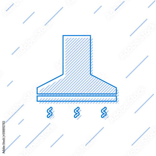 Blue line Kitchen extractor fan icon isolated on white background. Cooker hood. Kitchen exhaust. Household appliance. Vector Illustration