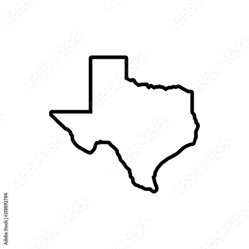 Texas map icon on white background, Texas symbol, Texas map.