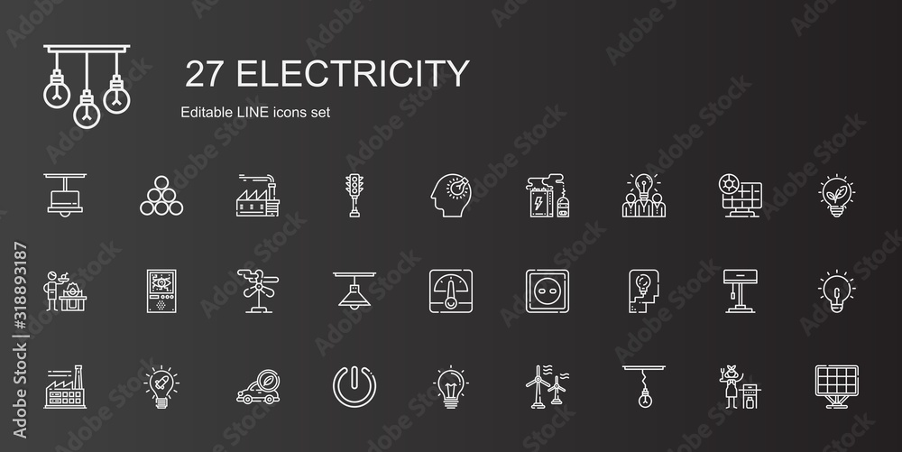 electricity icons set