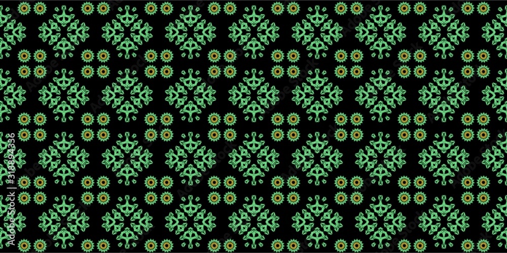 seamless pattern with green flowers