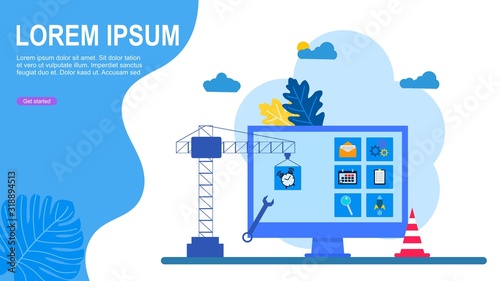 Website is under construction Vector Illustration, Suitable For web landing page,Wallpaper, Background,banner,Book Illustration
