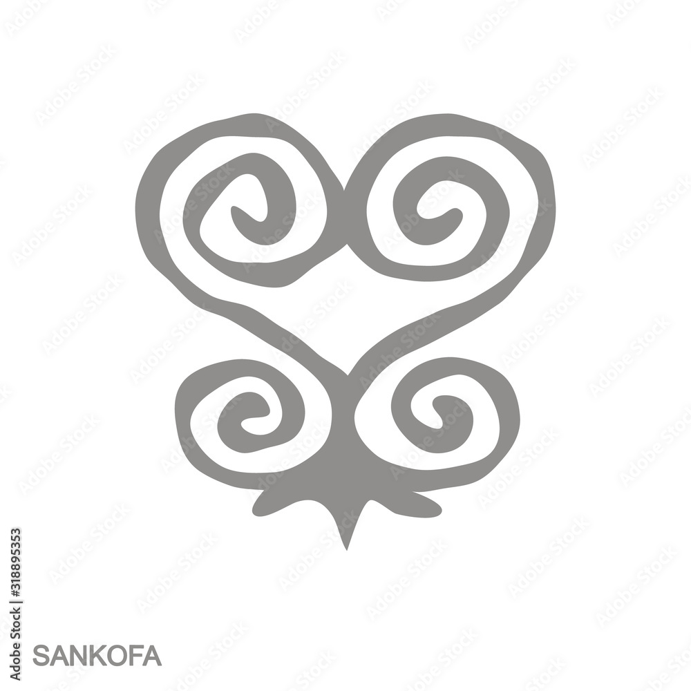 Vector monochrome icon with Adinkra symbol Sankofa