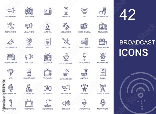 broadcast icons set