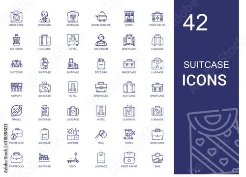 suitcase icons set